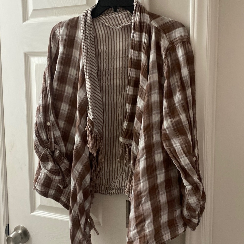 Reversible Plaid and Stripe pull over